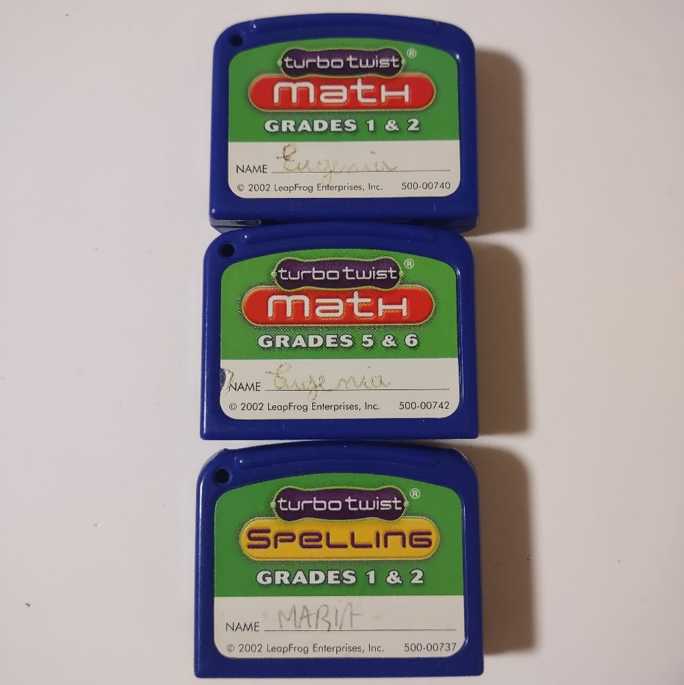 LeapFrog Turbo Twist 3 Cartridges Math 1 & 2, 5 & 6 Spelling 1 & 2 Replacements